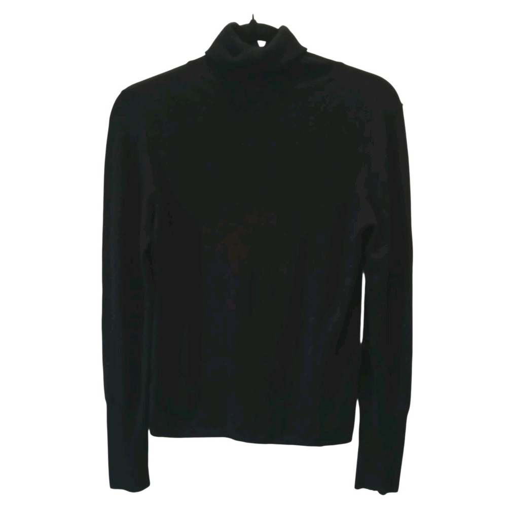 Zara Woman Black Turtleneck Knit Sweater Medium Rayon Blend Minimalist Classic